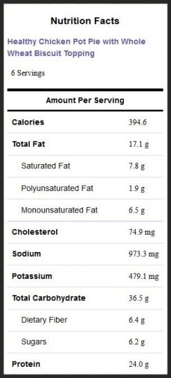 Chicken Pot Pie Nutrition Facts